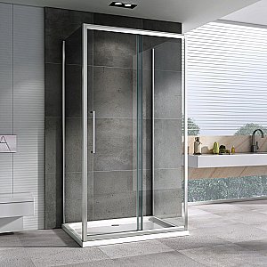 Душевой уголок ABBER Schwarzer Diamant AG30140H-S75-S75 140x75 стекло прозрачное/профиль хром купить в интернет-магазине Sanbest