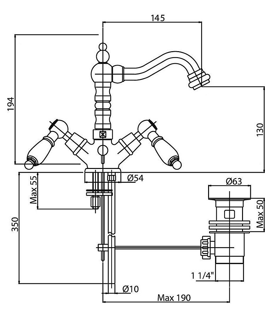 Смеситель для раковины Caprigo ADRIA–Classic 03-026 купить в интернет-магазине сантехники Sanbest