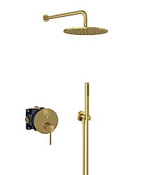 Душевая система Kludi Bozz 38658N076 золото брашированное купить в интернет-магазине сантехники Sanbest