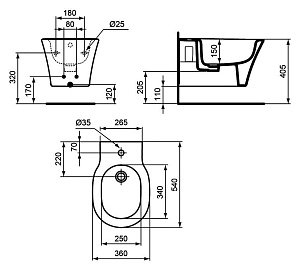 Биде подвесное Ideal Standard Connect Air E026601 купить в интернет-магазине Sanbest