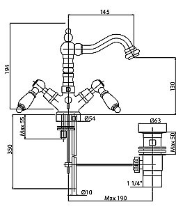 Смеситель для раковины Caprigo ADRIA–Classic 03-026 купить в интернет-магазине сантехники Sanbest