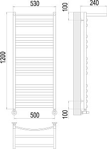 Полотенцесушитель водяной с полочкой Terminus Енисей П15 500х1200 купить в интернет-магазине сантехники Sanbest