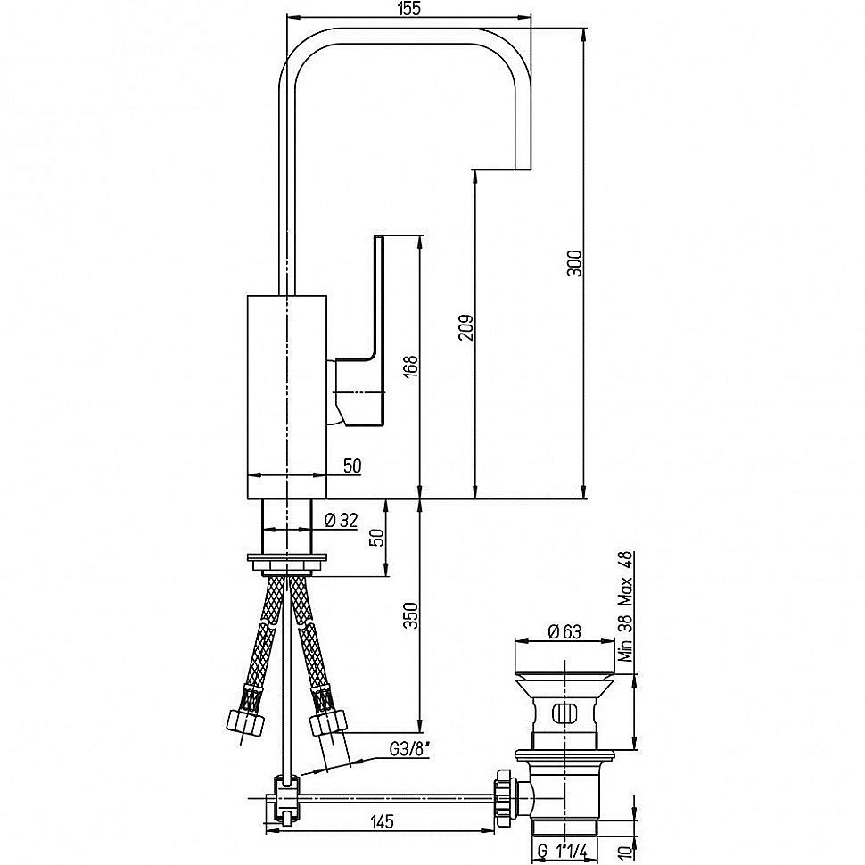 Смеситель для раковины PAINI Dax-R 84CR250R хром купить в интернет-магазине сантехники Sanbest