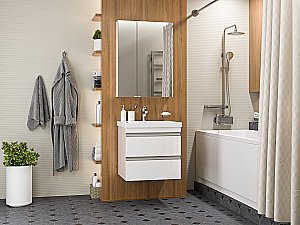 Тумба с раковиной Misty Ингрид - 60 П-Инг-01060-011П2Я белая для ванной в интернет-магазине Sanbest