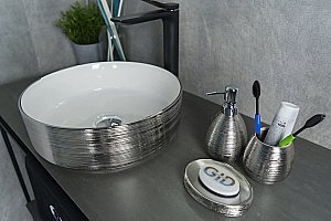 Раковина накладная Gid 36 D1357h031 53328 белая, серебро купить в интернет-магазине Sanbest