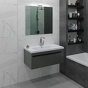 Тумба с раковиной LA FENICE Elba Grigio 80 серая для ванной в интернет-магазине Sanbest