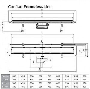 Душевой трап Pestan Confluo Frameless Line Matte Black 300 купить в интернет-магазине Sanbest