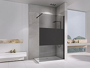 Душевое ограждение Abber IMMER OFFEN 120  прозрачное с полосой/черный купить в интернет-магазине Sanbest