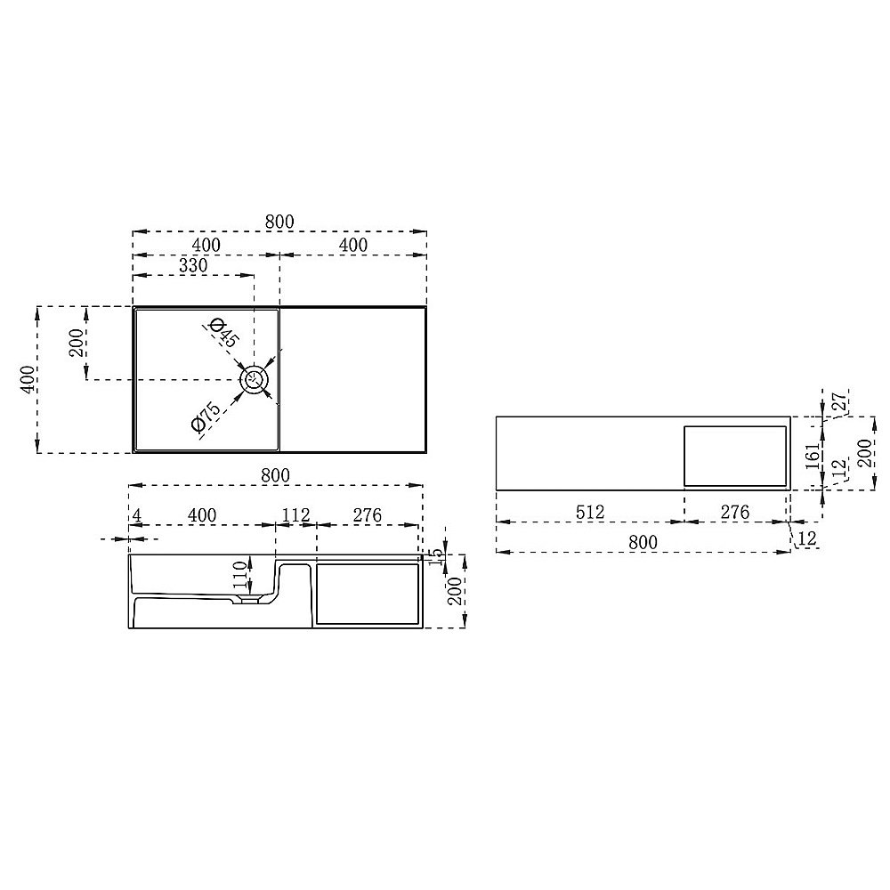 Раковина подвесная Vincea 80 VWB-6S180MW белая матовая купить в интернет-магазине Sanbest