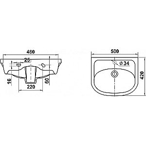 Раковина мебельная Grossman СИТИ Керамин 408592 белая купить в интернет-магазине Sanbest