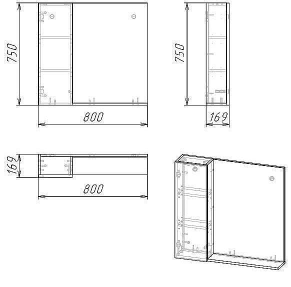Зеркало со шкафом Grossman АЛЬБА 80 левый Веллингтон/белый в ванную от интернет-магазине сантехники Sanbest