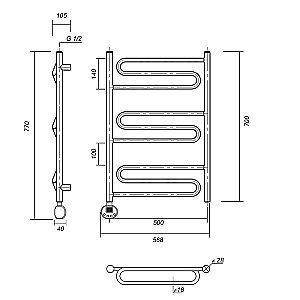 Полотенцесушитель электрический Domoterm Офелия П9 500x700 АБР E бронза купить в интернет-магазине сантехники Sanbest