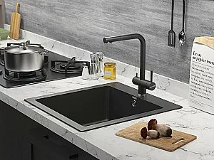 Смеситель для кухни Paulmark Skalen Sk213020-BLM Черный купить в интернет-магазине сантехники Sanbest