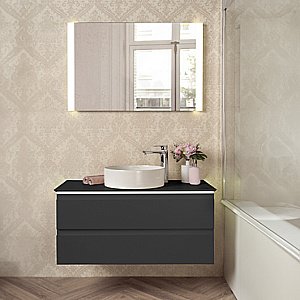 Тумба с раковиной и столешницей Jacob Delafon MADELEINE 100 черный матовый для ванной в интернет-магазине Sanbest