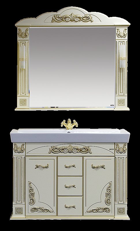 Зеркало Misty Барокко 120x109 бежевое патина в ванную от интернет-магазине сантехники Sanbest