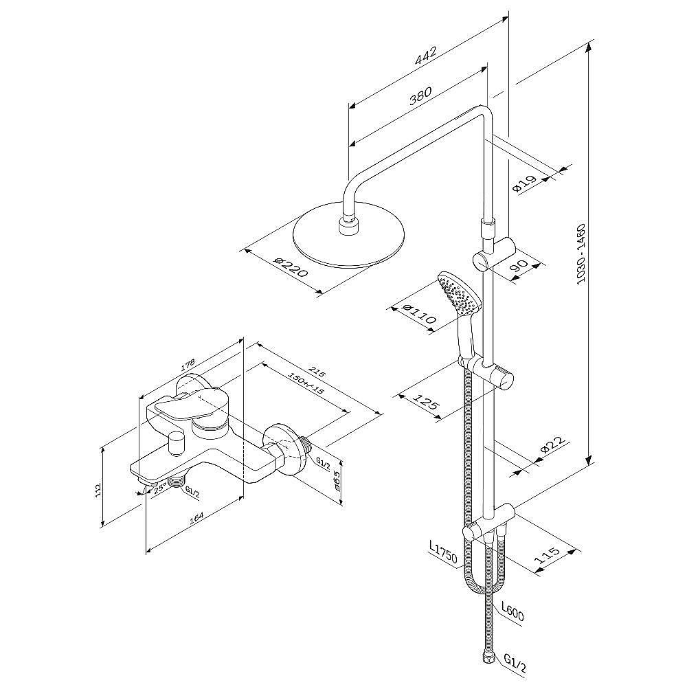 Душевая система AM.PM X-JOY F42885A14 черный купить в интернет-магазине сантехники Sanbest