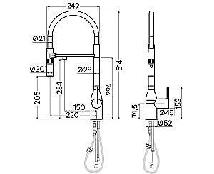 Смеситель для кухни Paulmark Magneto One Ma213188-GM вороненая сталь купить в интернет-магазине сантехники Sanbest