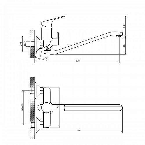 Смеситель для ванны Rossinka RS29-34 купить в интернет-магазине сантехники Sanbest