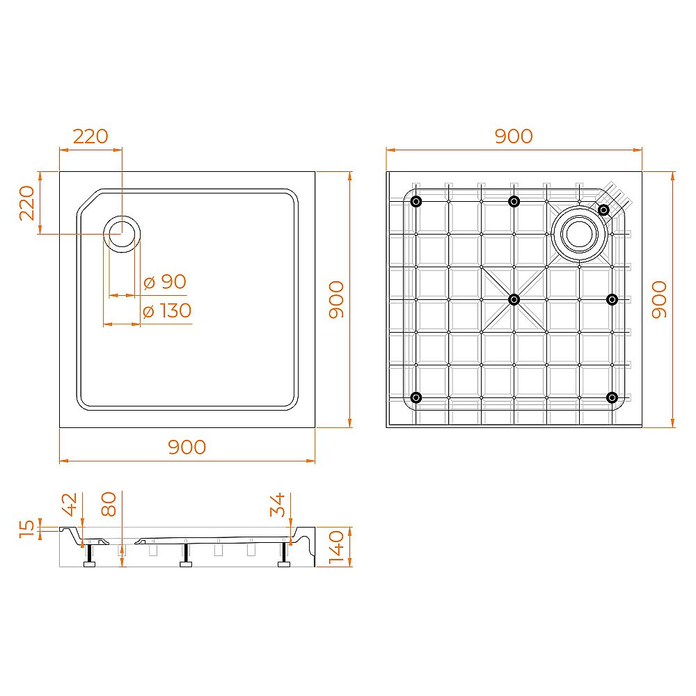 Душевой поддон RGW SMC-C 12350199-0101 90x90 белый купить в интернет-магазине Sanbest