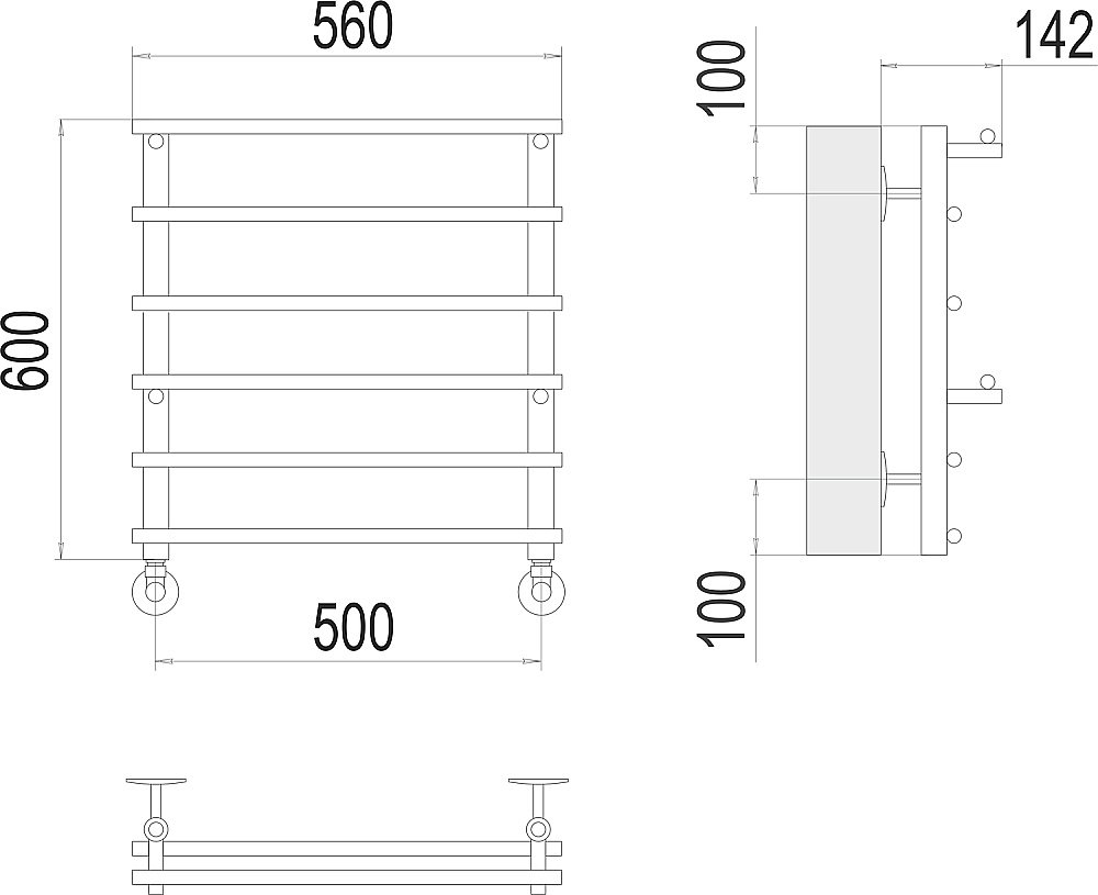 Полотенцесушитель водяной Terminus Вента П6 500х600 купить в интернет-магазине сантехники Sanbest