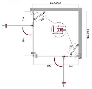 Душевой уголок BelBagno KRAFT AH-22 120x100 прозрачный/хром купить в интернет-магазине Sanbest