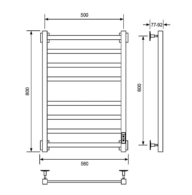 Полотенцесушитель электрический Veconi Barro-A B8050CH-A хром купить в интернет-магазине сантехники Sanbest