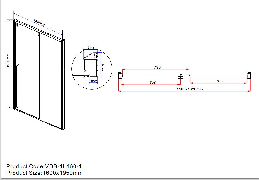 Душевая дверь Vincea LUGANO VDS-1L 160 хром/прозрачное купить в интернет-магазине Sanbest