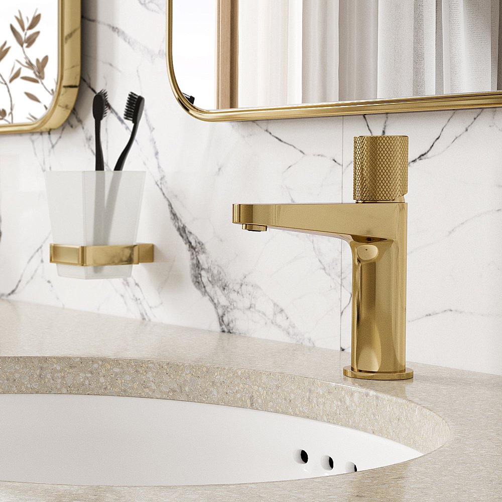 Смеситель для раковины WasserKRAFT Ems 7600 7603 золото купить в интернет-магазине сантехники Sanbest