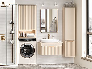 Шкаф подвесной Misty Enfida 60 ENF-08060-031 Бежевый / Дуб Сонома светлый для ванной в интернет-магазине сантехники Sanbest