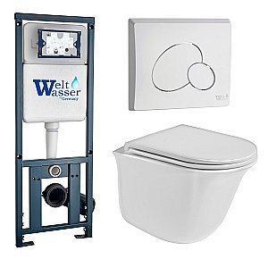 Унитаз с инсталляцией WeltWasser MARBERG 410 + TELBACH 004 GL-WT + MAR 410 RD GL-WT купить в интернет-магазине Sanbest