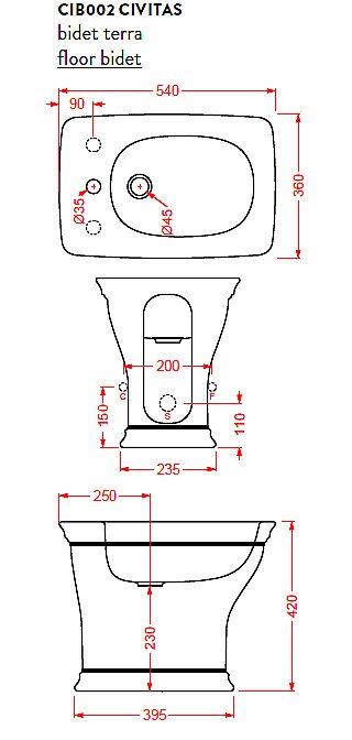 Биде напольное Artceram Civitas купить в интернет-магазине Sanbest