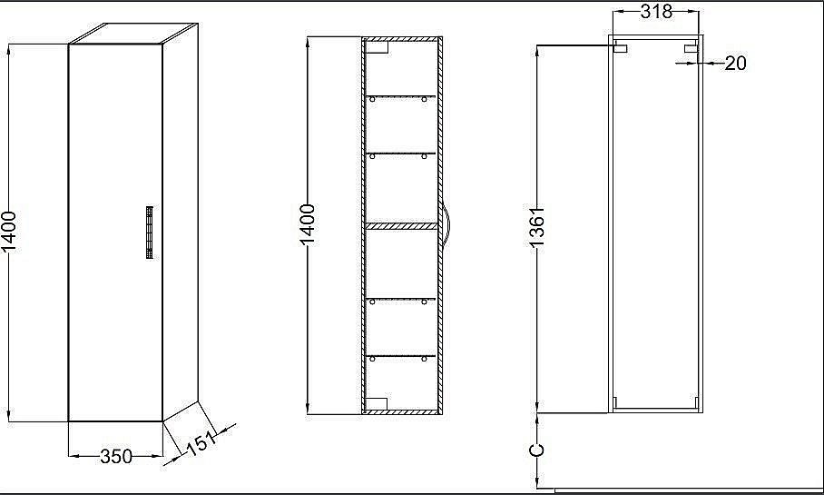 Пенал Jacob Delafon OLA EB396-J5 35 белый лак для ванной в интернет-магазине сантехники Sanbest