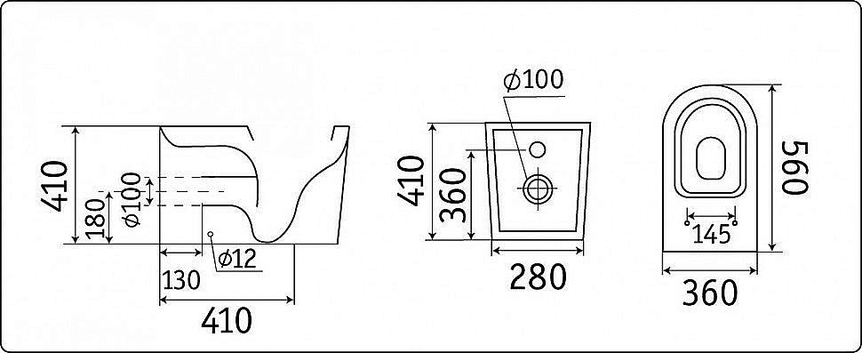 Унитаз приставной Ceramalux NS-3178-18 черный, безободковый, с крышкой микролифт купить в интернет-магазине Sanbest