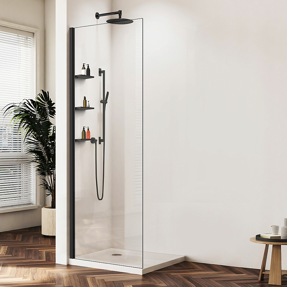 Душевая перегородка Vincea Walk-In VSW-1HWS600CLB 60 профиль черный/стекло прозрачное купить в интернет-магазине Sanbest