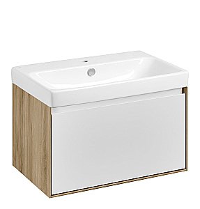 Тумба с раковиной Акватон Либерти 70 дуб эльвезия/белый глянец для ванной в интернет-магазине Sanbest