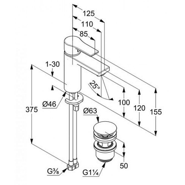 Смеситель для раковины Kludi Zenta SL 482980565 хром купить в интернет-магазине сантехники Sanbest