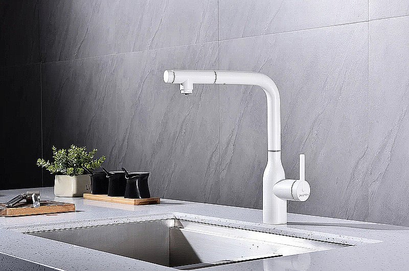 Смеситель для кухни Paulmark Viper Vi213105-WH белый матовый купить в интернет-магазине сантехники Sanbest