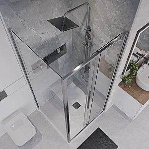 Душевой уголок Niagara Nova NG-64-10A/NG-A80-34 100х80 стекло прозрачное/профиль хром купить в интернет-магазине Sanbest