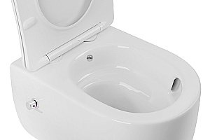 Унитаз подвесной с биде Abber Bequem AC1104TNS белый, безободковый, с крышкой микролифт, слив торнадо купить в интернет-магазине Sanbest