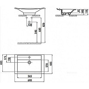 Раковина Creavit Minimal 69 MN070.00000 белая купить в интернет-магазине Sanbest