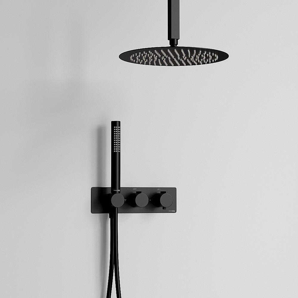 Душевая система WasserKraft A7488.152.160 с термостатом, черный Soft-touch купить в интернет-магазине сантехники Sanbest