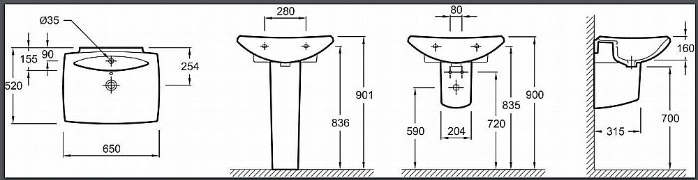 Раковина Jacob Delafon ESCALE 65 E1211-00 белая купить в интернет-магазине Sanbest