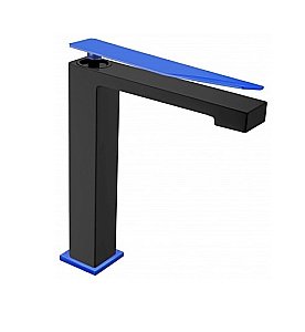 Смеситель для раковины Boheme Q 142-BUV.2 черный/ручка ультрамарин изогнутая купить в интернет-магазине сантехники Sanbest