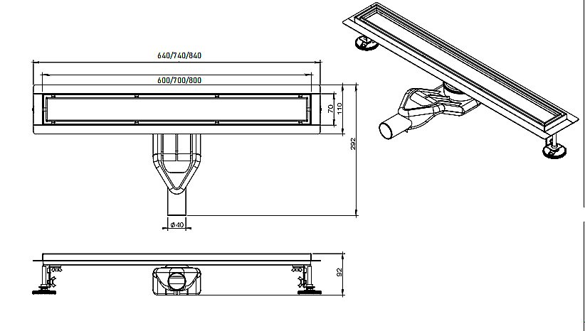 Душевой трап CeramaLux CL6138-80 сатин купить в интернет-магазине Sanbest