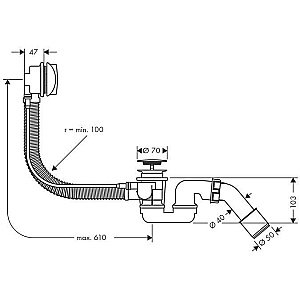 Слив-перелив для ванны Hansgrohe Flexaplus 58143000 купить в интернет-магазине сантехники Sanbest