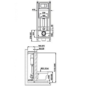 Унитаз подвесной Berges АТОМ Line 410  безободковый, с инсталляцией, белый/кнопка хром глянцевый купить в интернет-магазине Sanbest