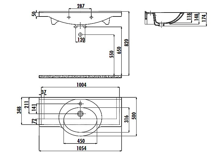 Раковина Creavit Etol 105,4 ET105-0000 белая купить в интернет-магазине Sanbest