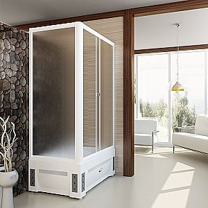 Душевой уголок Радомир Верчелли 119х81 стекло матовое/профиль белый купить в интернет-магазине Sanbest