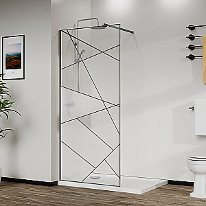 Душевое ограждение Azario Walk-in 120 AZ-271-120-MGR-CGP стекло прозрачное с принтом/профиль графит матовый купить в интернет-магазине Sanbest