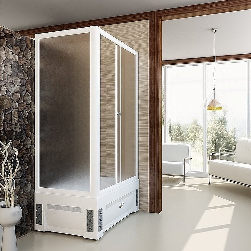 Душевой уголок Радомир Верчелли 119х81 стекло матовое/профиль белый купить в интернет-магазине Sanbest